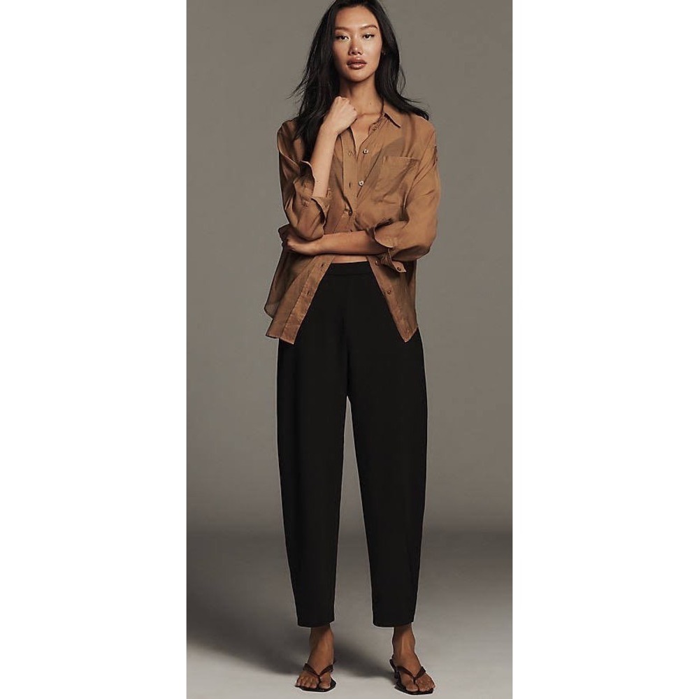 Anthropologie Maeve The Cropped Curve Trousers Black Medium New With Tags
